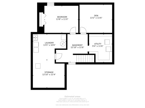 A black and white image of a floor plan for a house.